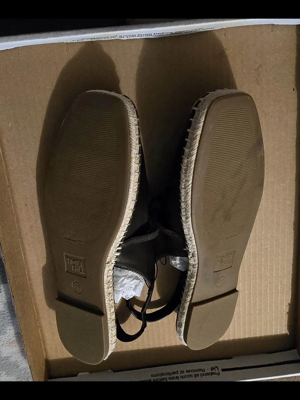 Time and Tru Dark Brown Slingback Espadrille Flats